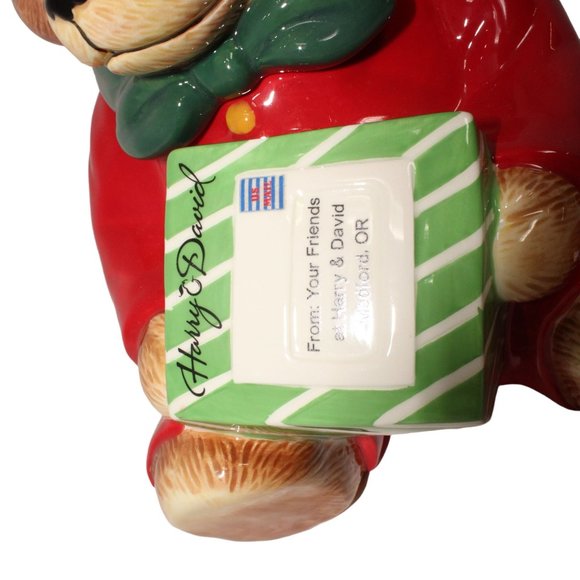 Harry & David 2010 Le Cubby Delivery Mailman Christmas Bear Cookie Jar Container - Picture 13 of 14
